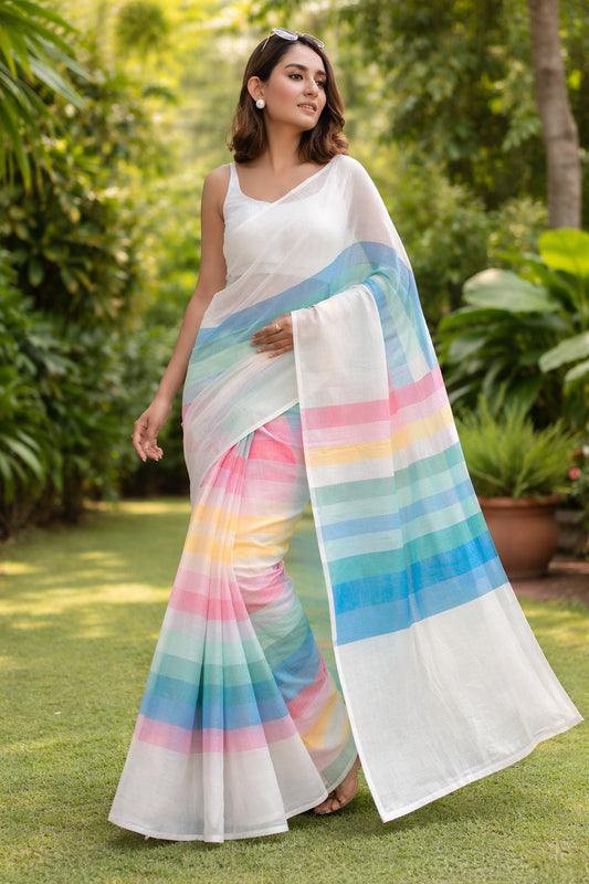 Premium Linen Multi Color Saree