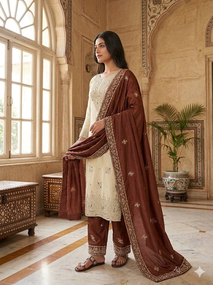 Festive Wear Silk Palazzo Suit for Wedding And Party