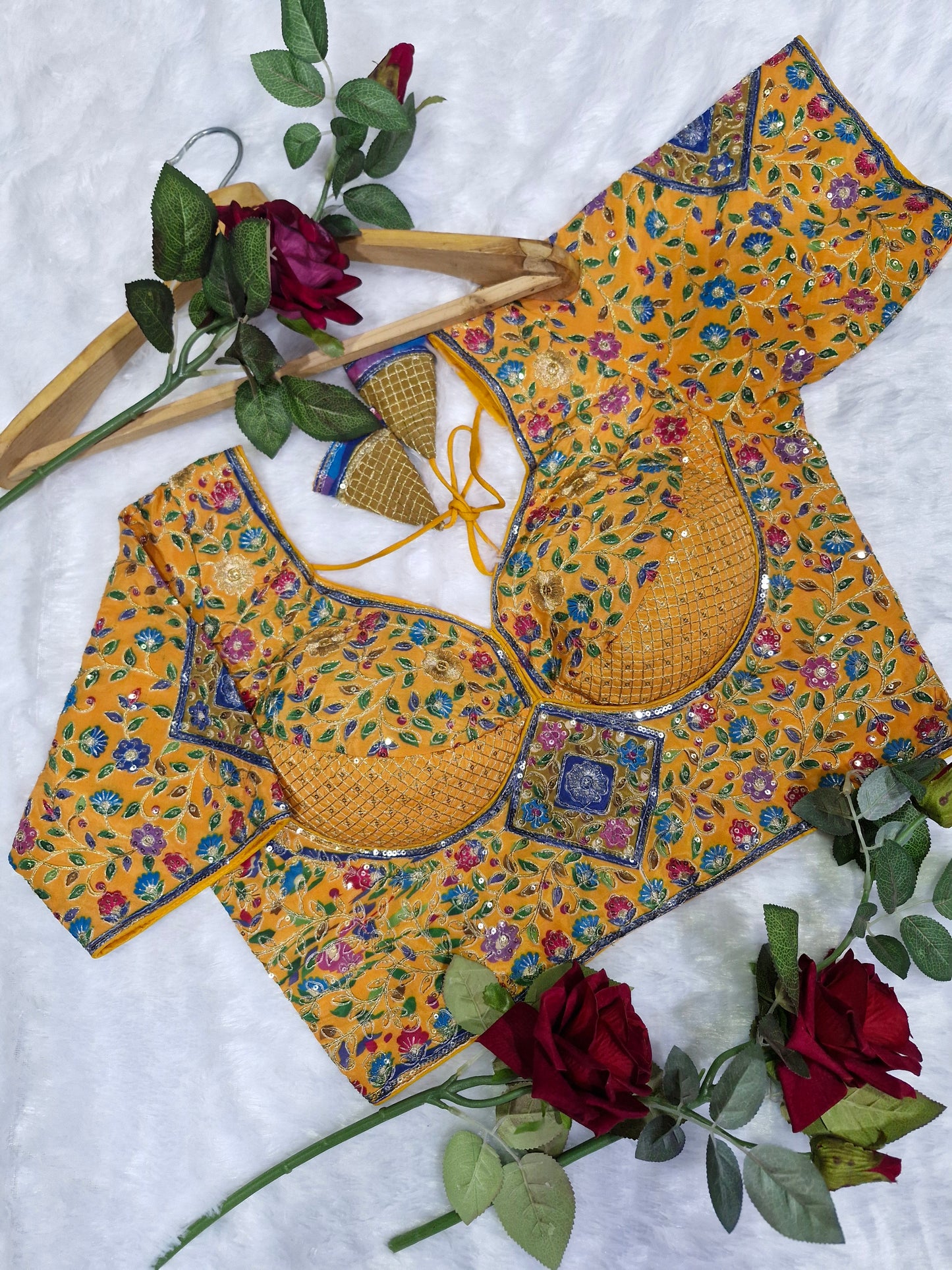 Viscose Yellow Floral Readymade Blouse