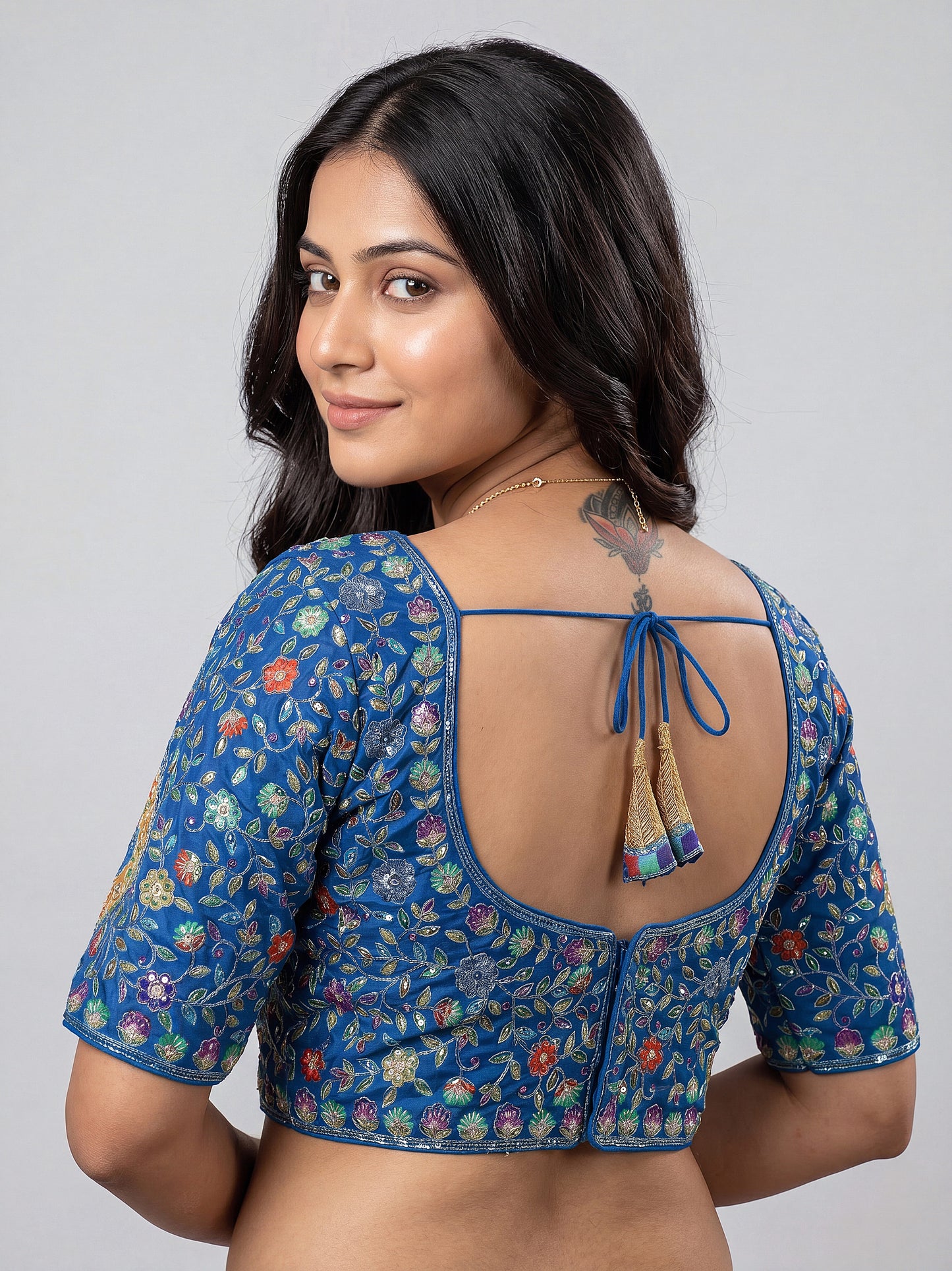 Trending Royal Blue Viscose Readymade Blouse