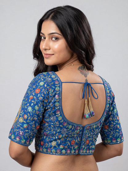 Trending Royal Blue Viscose Readymade Blouse