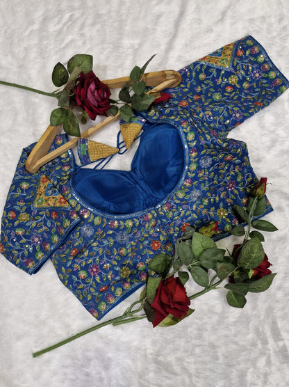 Trending Royal Blue Viscose Readymade Blouse