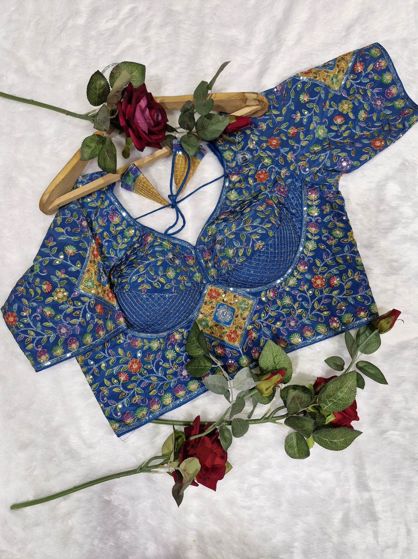 Trending Royal Blue Viscose Readymade Blouse
