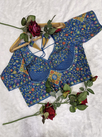 Trending Royal Blue Viscose Readymade Blouse