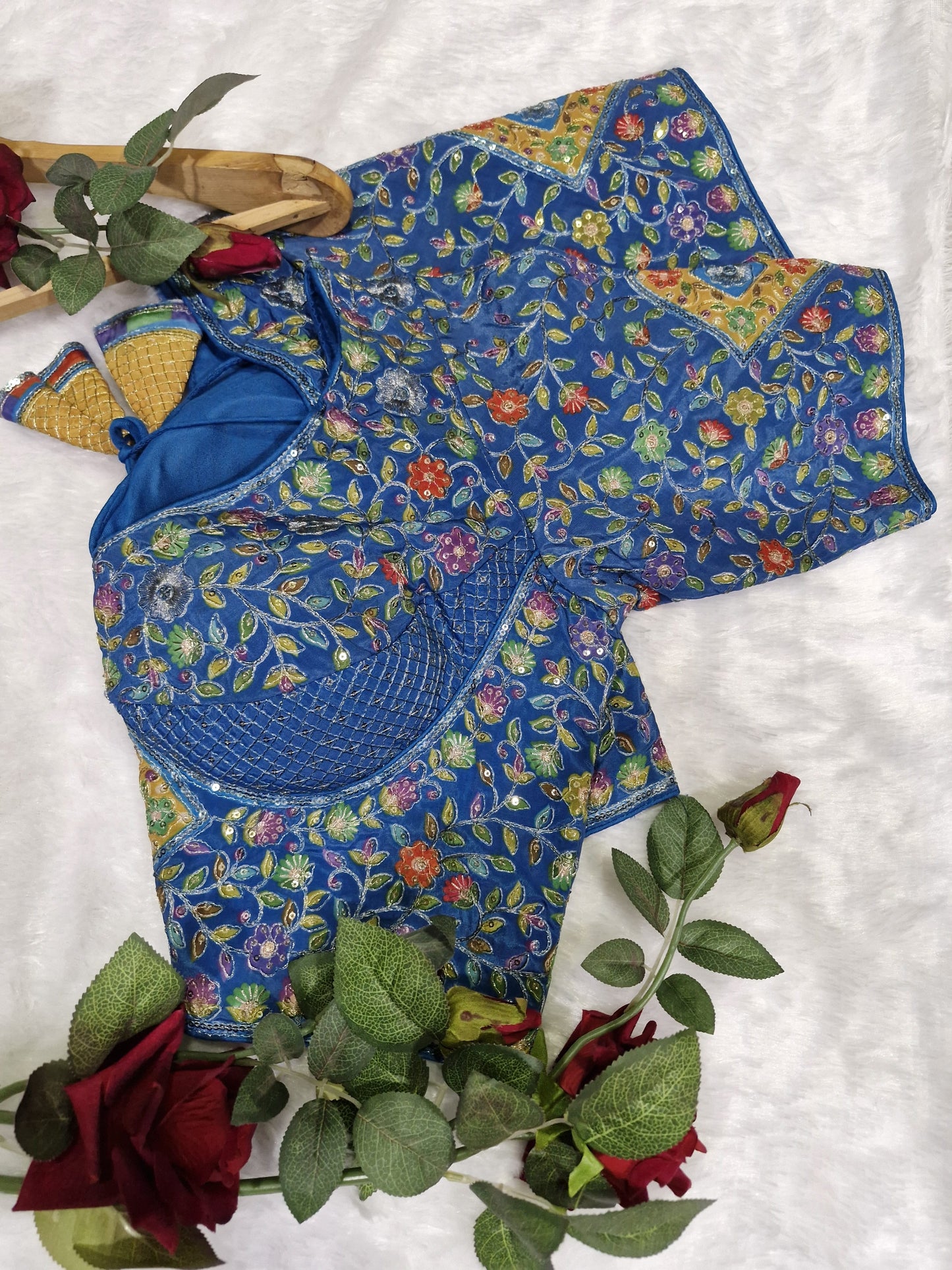 Trending Royal Blue Viscose Readymade Blouse