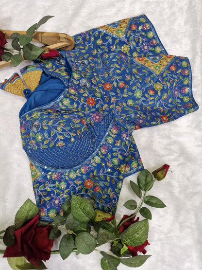 Trending Royal Blue Viscose Readymade Blouse