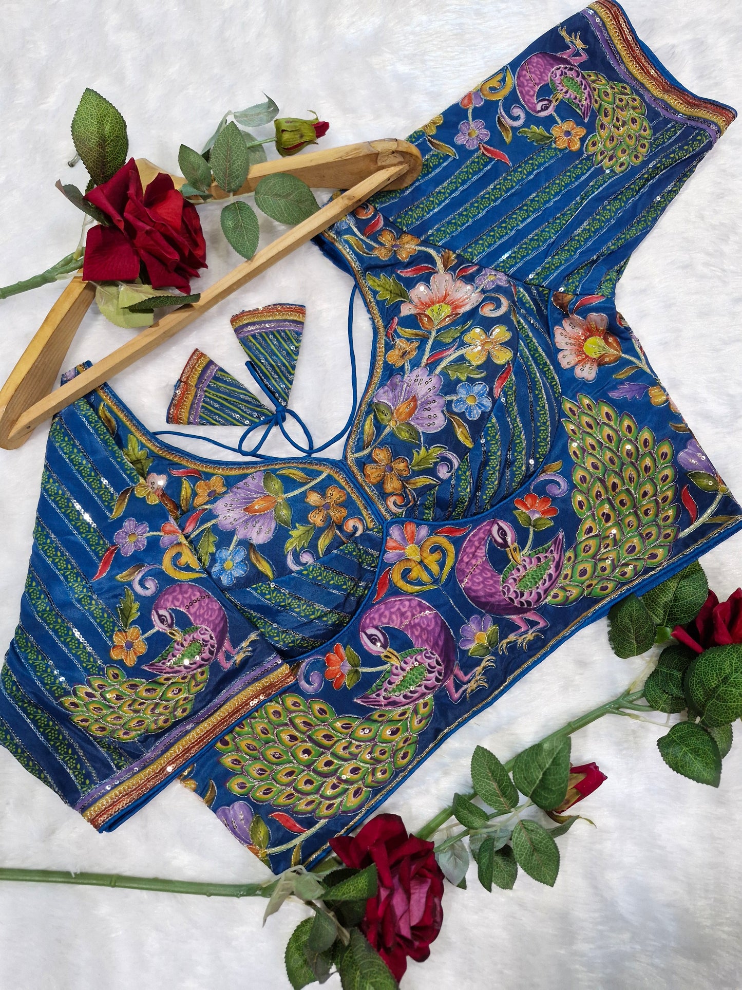 Peacock Motif Embroidered Party Wear Designer Blouse