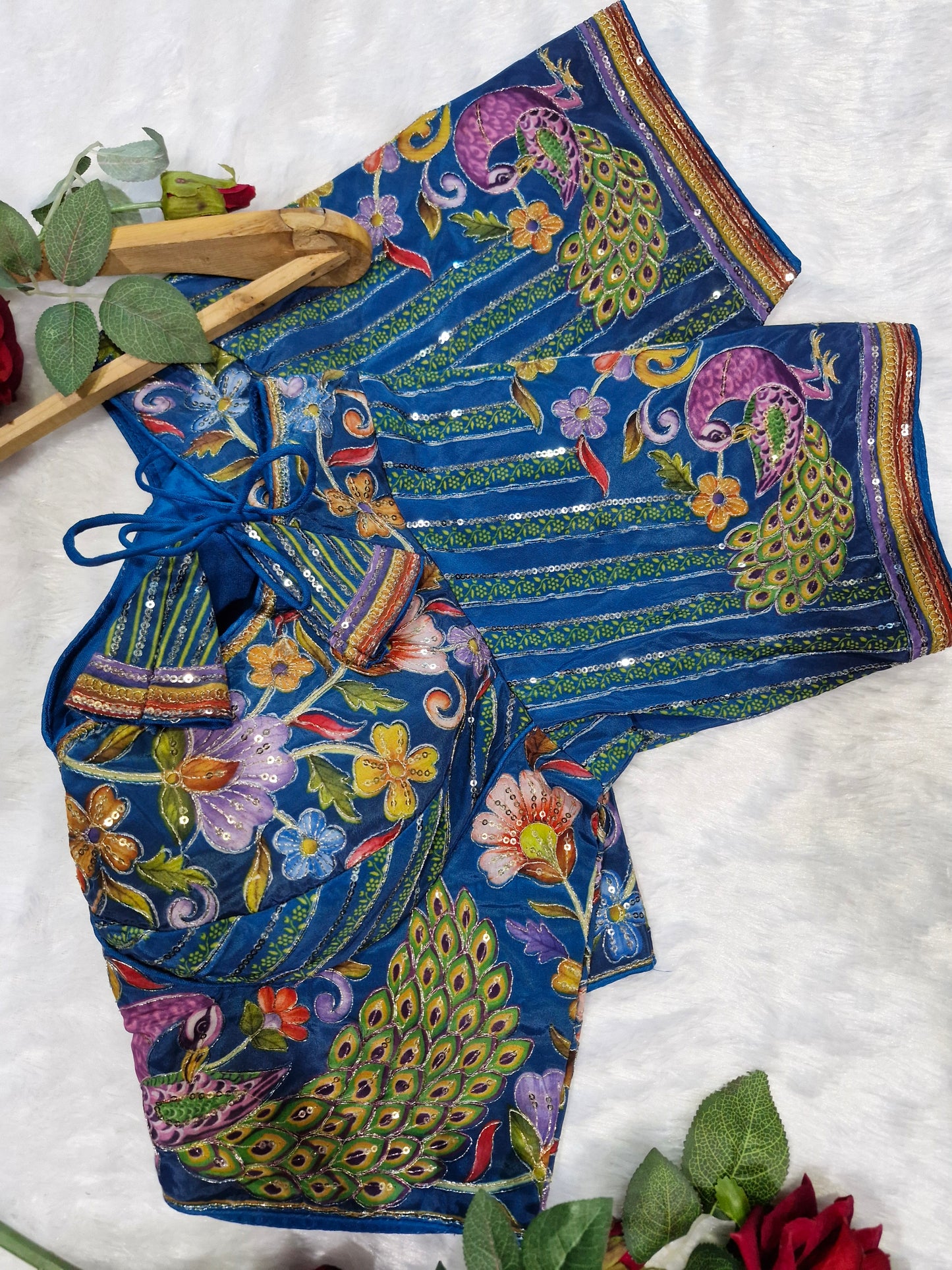 Peacock Motif Embroidered Party Wear Designer Blouse