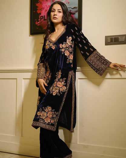 Heavy Viscose Velvet Suit With Soft Net Dupatta