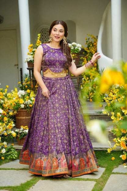 Designer Organza Silk Digital Printed Lehenga With Elegent Blouse