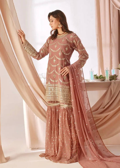 Beautiful Peach Sharara Suit With Sequence Work