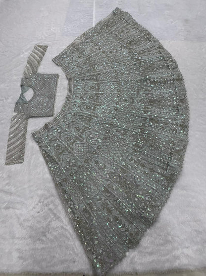 Elegent Butterfly Net With Embroidery Work Wedding Wear Lehenga