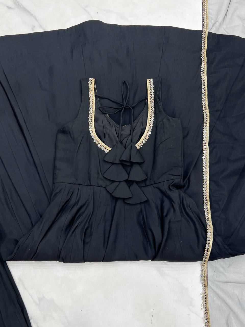 Elegent Fully Flair Black Anarkali Suit