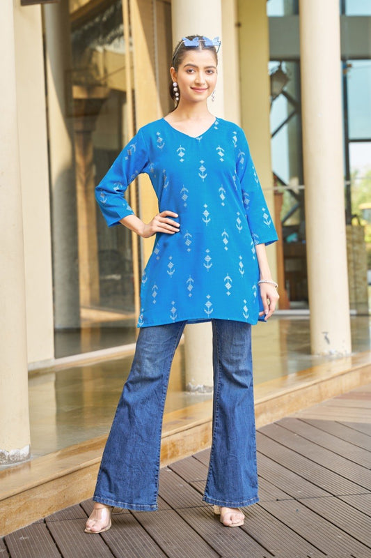 Office Wear Sky Blue Ladies Top