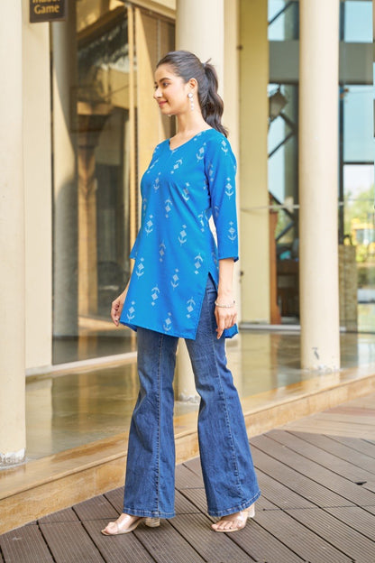 Office Wear Sky Blue Ladies Top