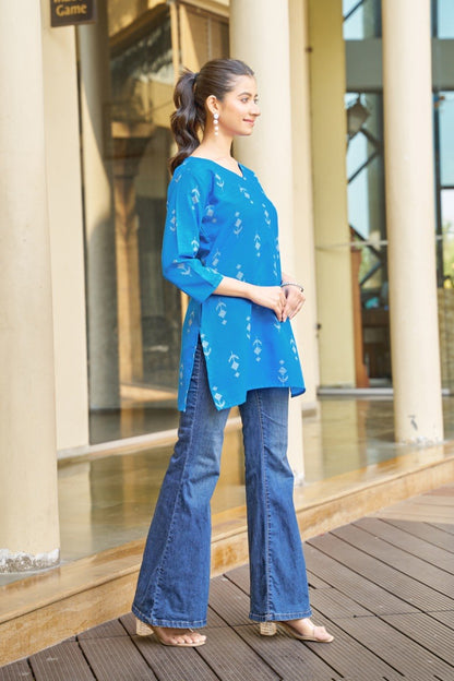 Office Wear Sky Blue Ladies Top