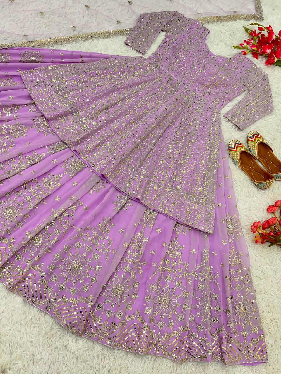 Heavy Wedding Wear Lavender Lehenga With Top