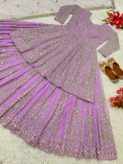 Heavy Wedding Wear Lavender Lehenga With Top