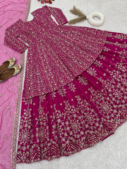 Festive  Wear Elegent Pink Lehenga With Top