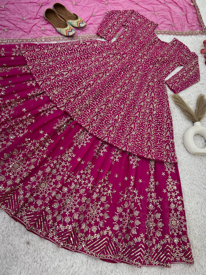 Festive  Wear Elegent Pink Lehenga With Top