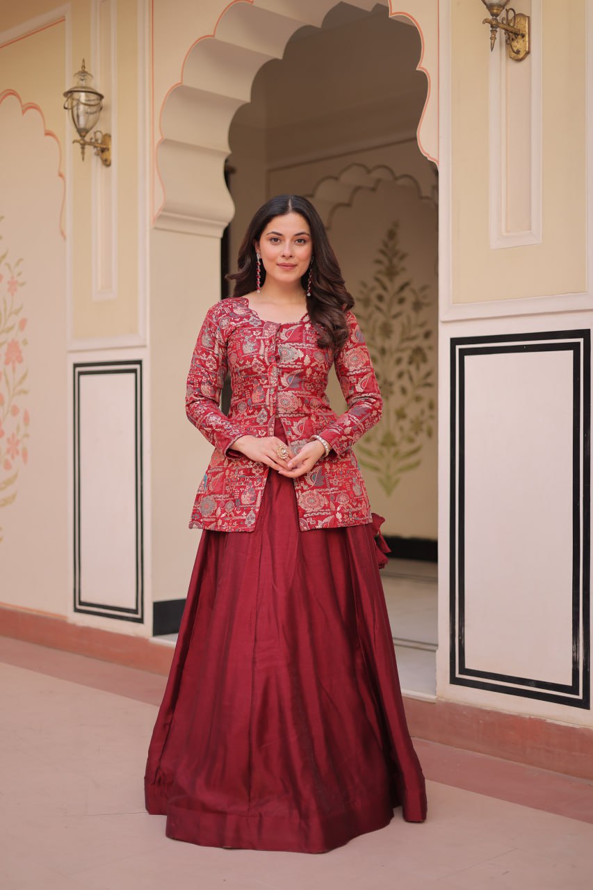 Full Stitched Jacquard  Lehenga With Position Jacquard Blouse