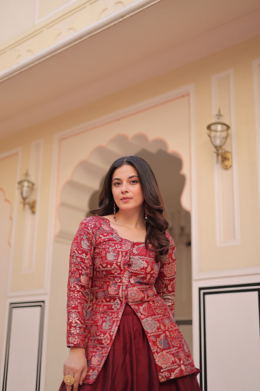 Full Stitched Jacquard  Lehenga With Position Jacquard Blouse