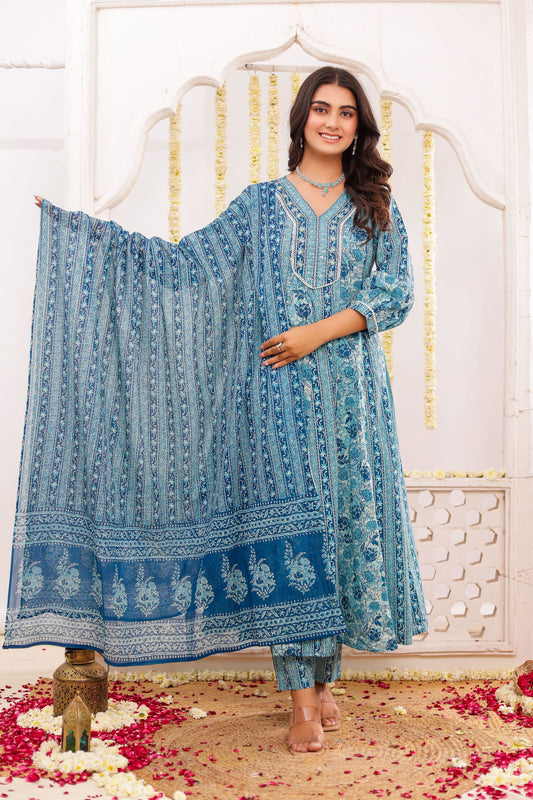 Casual Wear Cotton Aline Kurti Pant Set