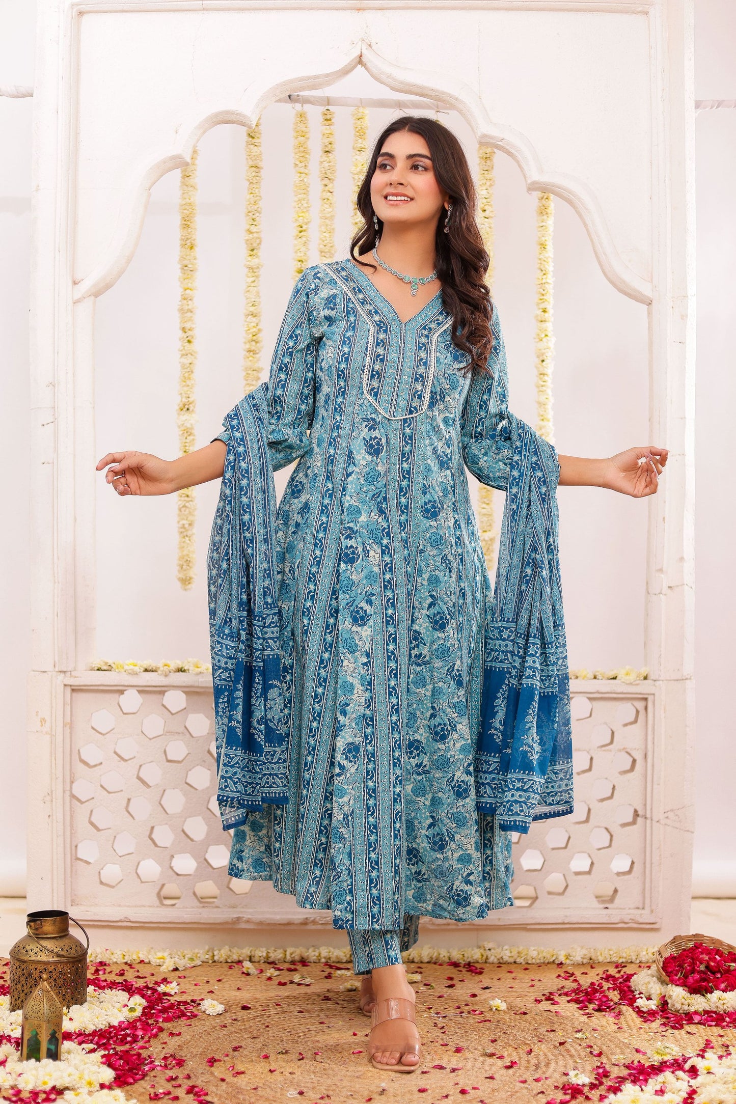 Casual Wear Cotton Aline Kurti Pant Set