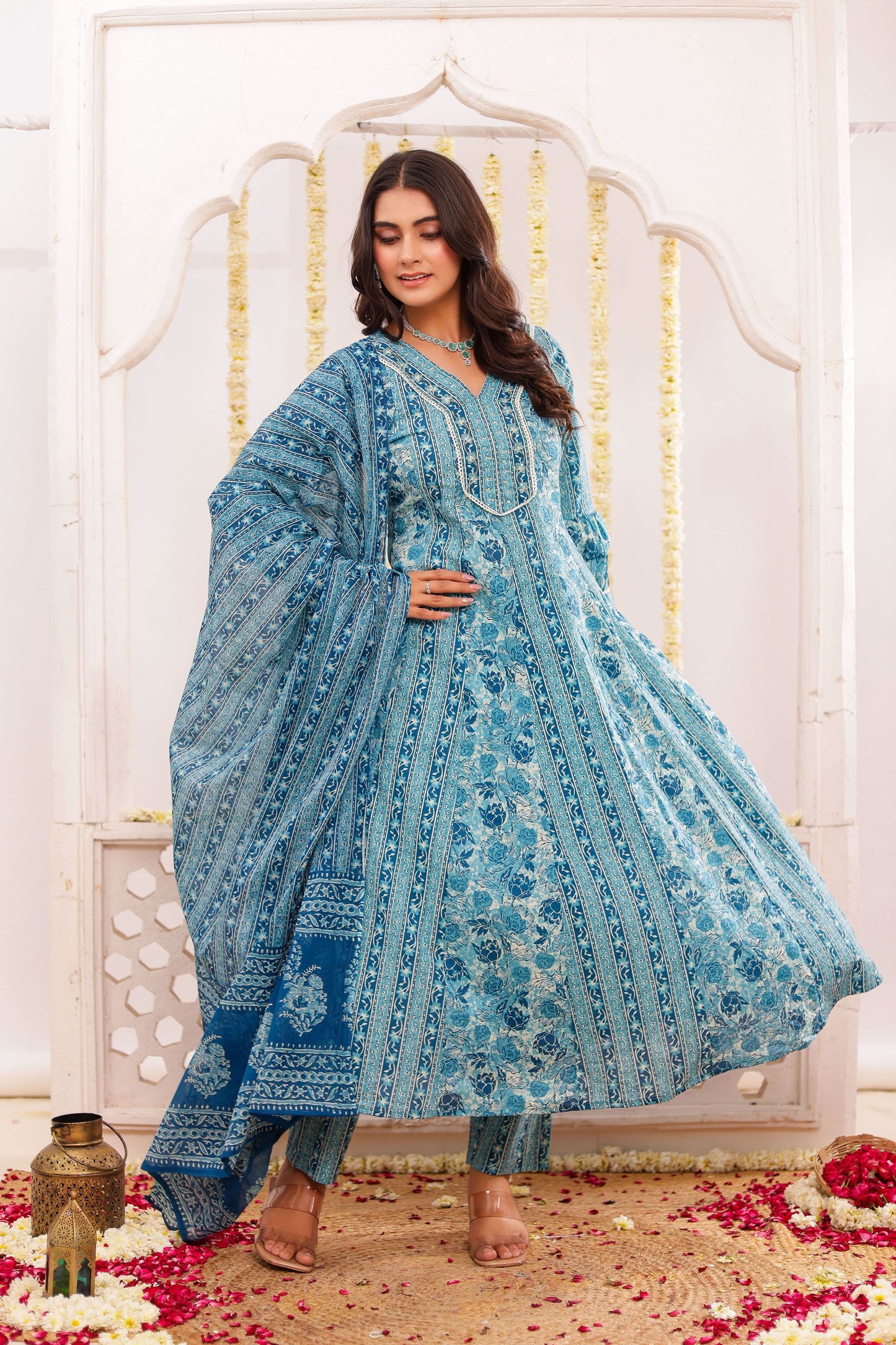 Casual Wear Cotton Aline Kurti Pant Set