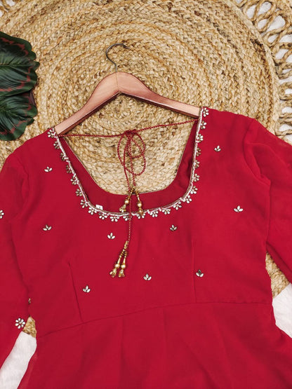 Fox Georgette Red Spotlight Anarkali Suit