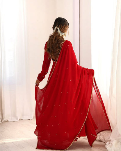 Fox Georgette Red Spotlight Anarkali Suit