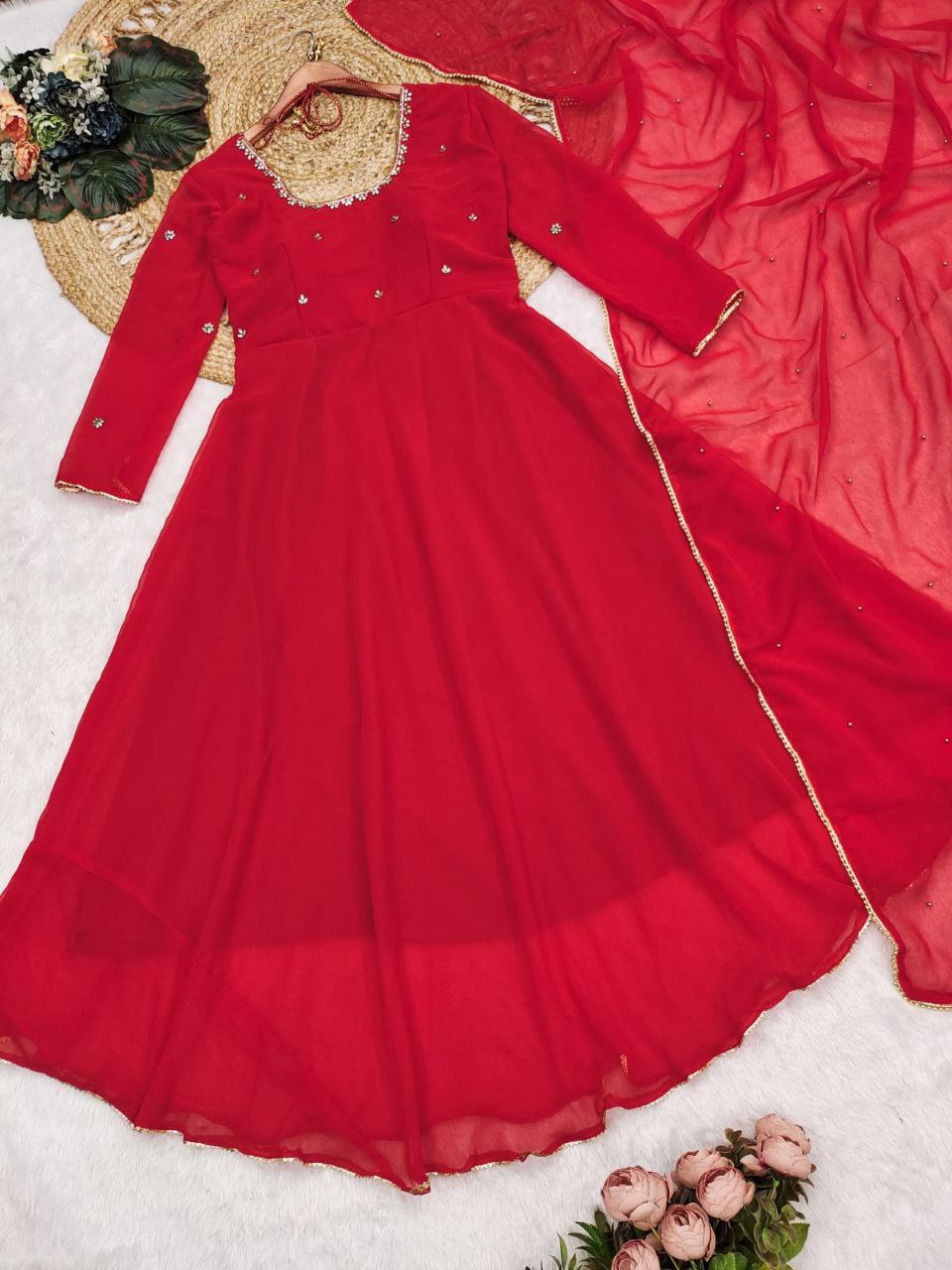 Fox Georgette Red Spotlight Anarkali Suit