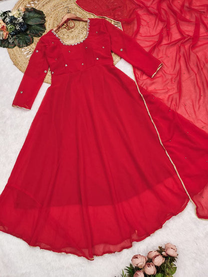 Fox Georgette Red Spotlight Anarkali Suit