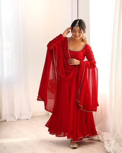 Fox Georgette Red Spotlight Anarkali Suit