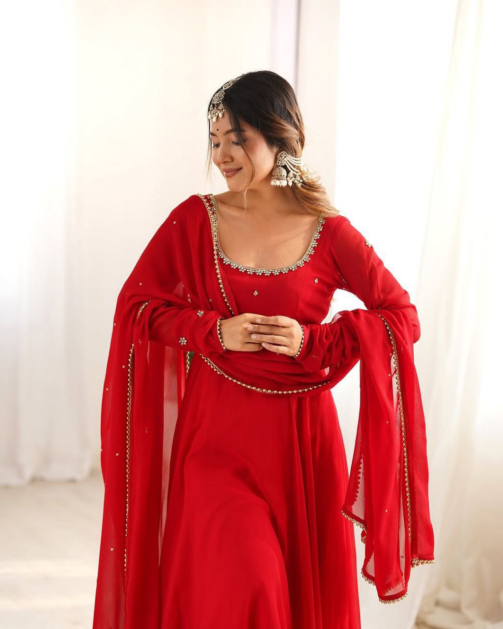 Fox Georgette Red Spotlight Anarkali Suit