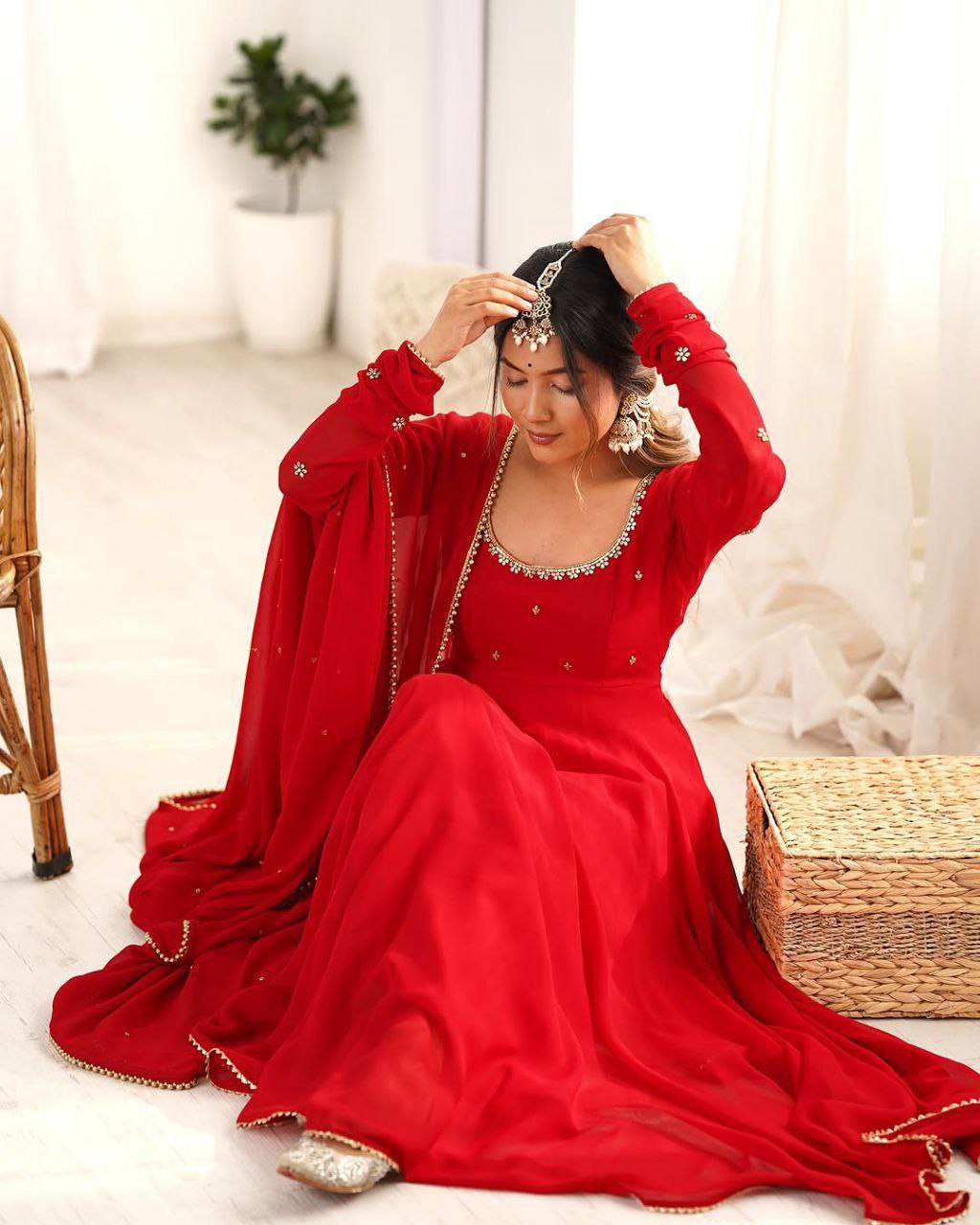 Fox Georgette Red Spotlight Anarkali Suit