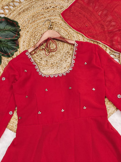 Fox Georgette Red Spotlight Anarkali Suit