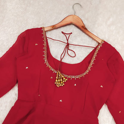 Elegant Fox Georgette Maroon Anarkali Suit