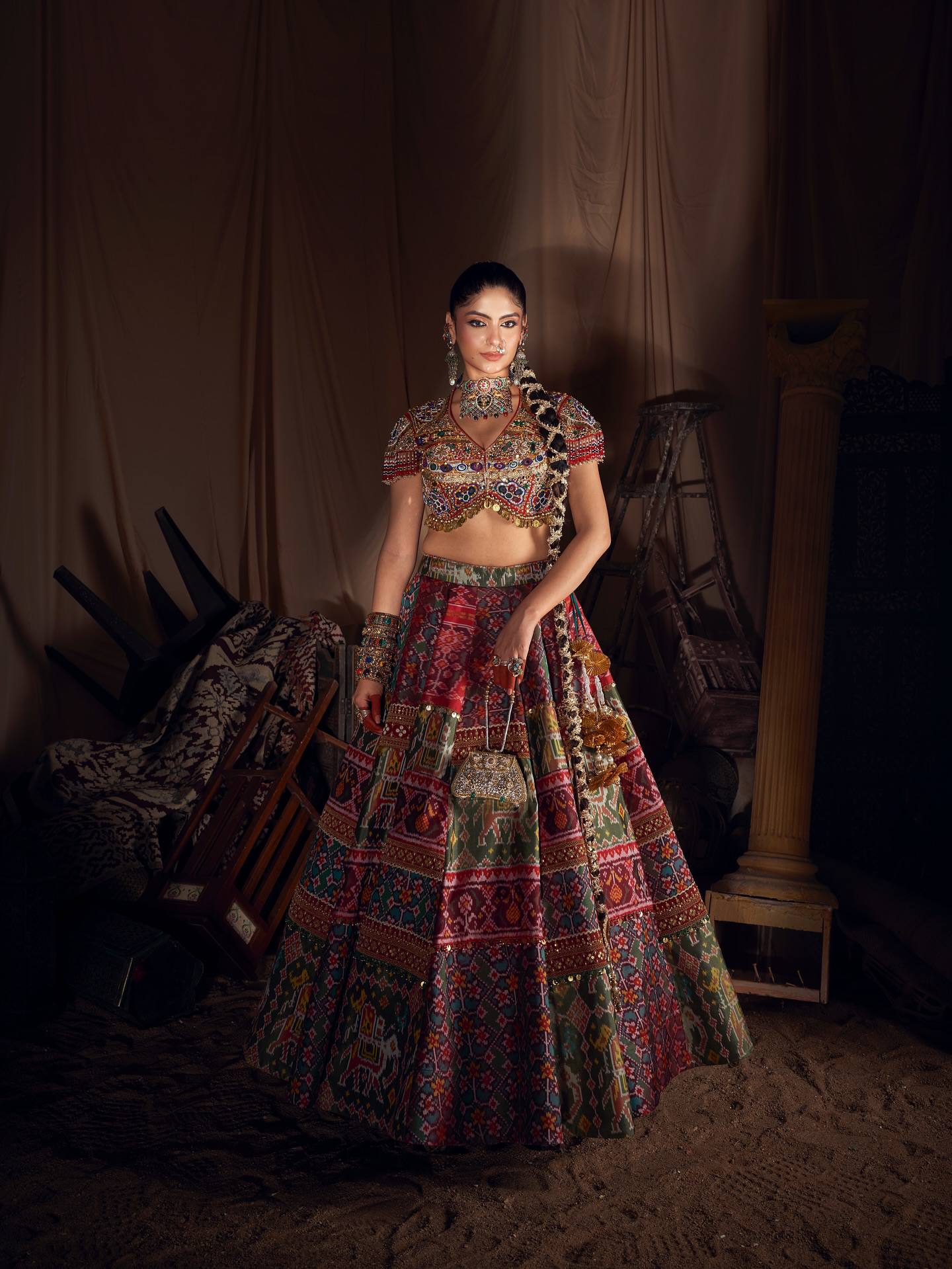 Heavy Muslin Cotton Fully Stitch Navratri Lehenga