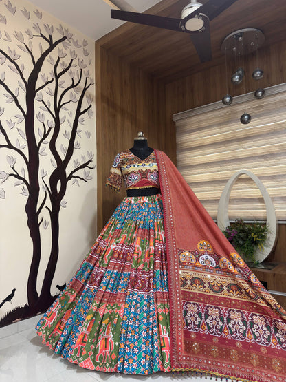 Heavy Muslin Cotton Fully Stitch Navratri Lehenga