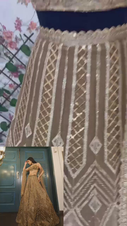 Butterfly Net Lehenga with Heavy Embroidery & Sequins Work