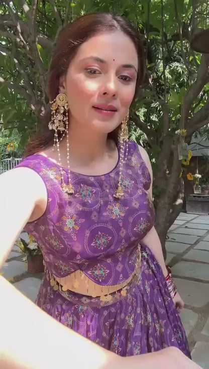 Designer Organza Silk Digital Printed Lehenga With Elegent Blouse