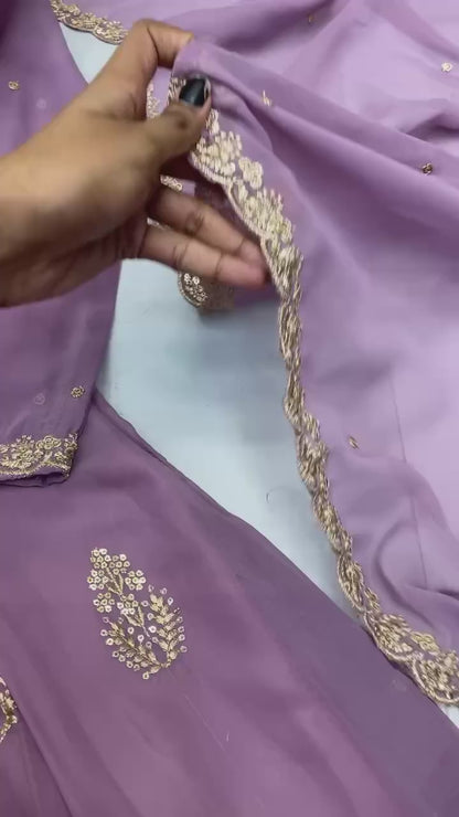 Premium Georgette Gown with Sequence Embroidery