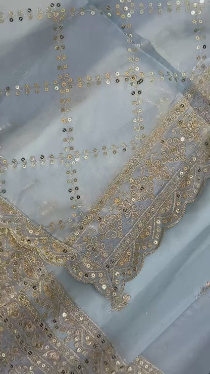 Designer Pure GMY Silk Top Palazzo Suit with Dupatta
