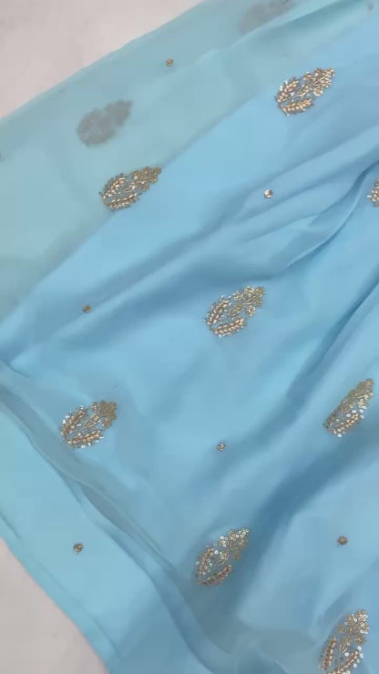 Georgette Sequence Embroidery Gown with Dupatta