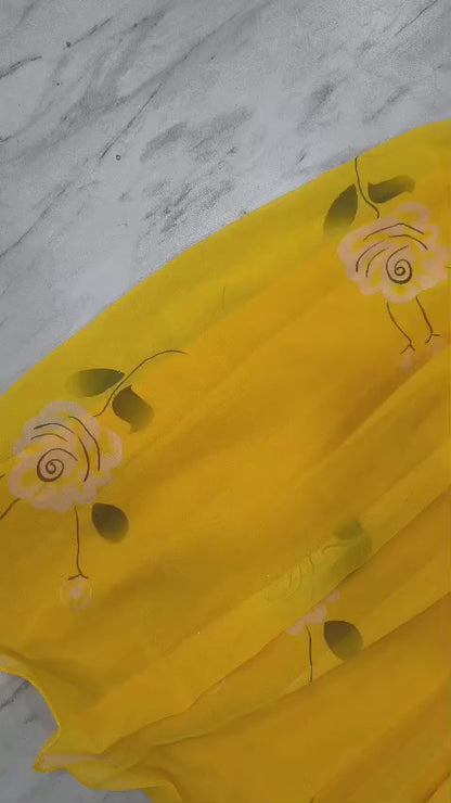 Premium Georgette Lehenga Saree with Pearl Lace & Dupatta