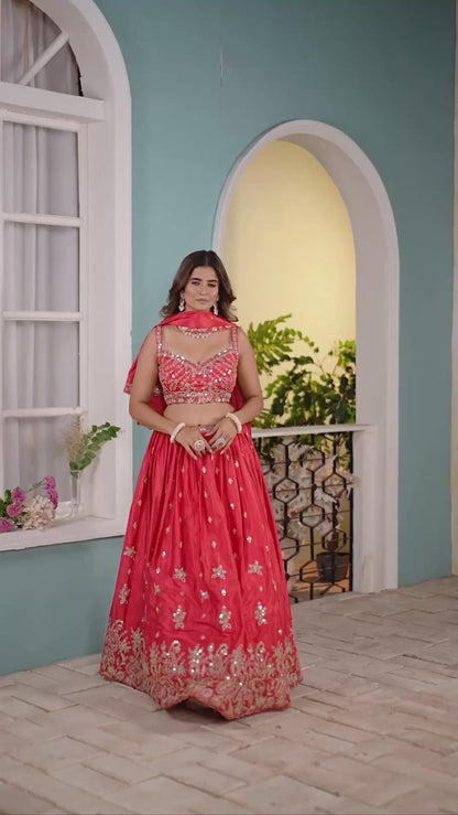 Hand-Embroidered Bridal Lehengas with Silver Zari Work