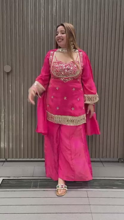 Embroidered Cosmos Plazzo Suit Set