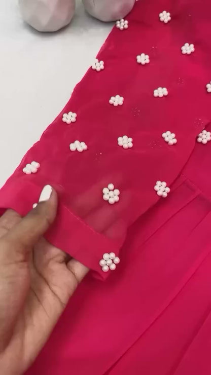 Pretty Pink Georgette 6 Meter Flair Gown