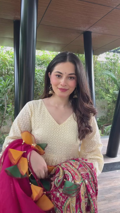 Stunning Pink Printed Anarkali Gown